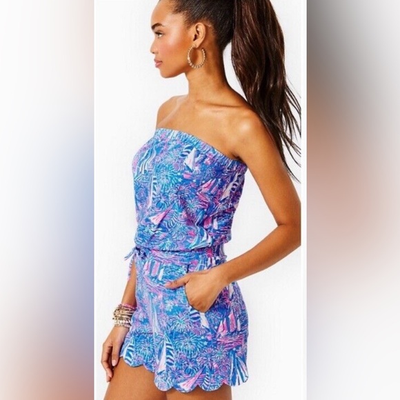 Lilly Pulitzer Pants - LILLY PULITZER | Jace strapless romper | Boca Blue it’s a Sailabration XXS NWT